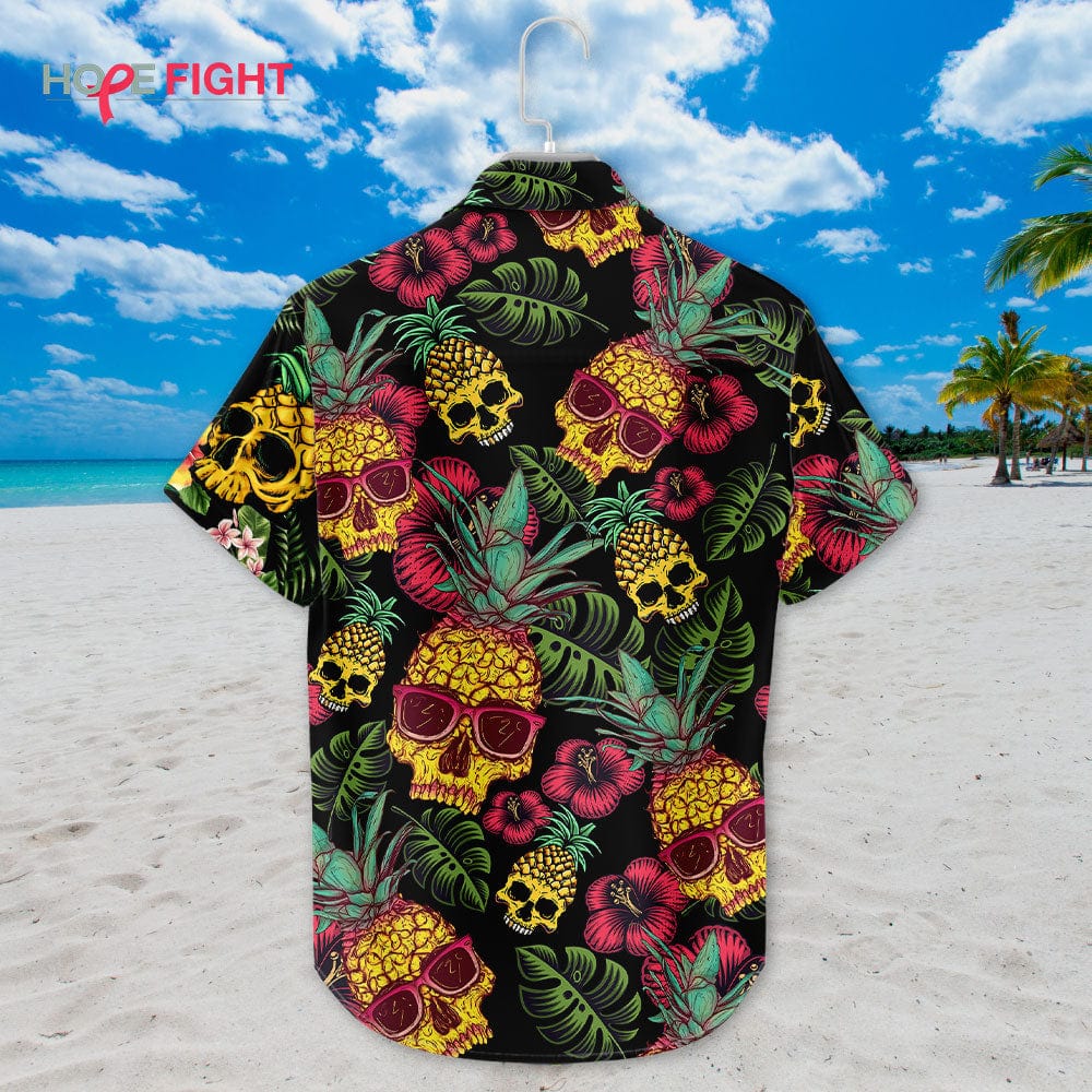 Pineapple Skull Hawaiian Shirt - Tropical Gothic Beachwear for Men