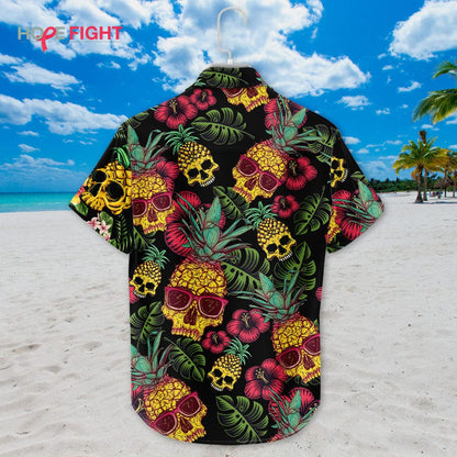 Pineapple Skull Hawaiian Shirt - Tropical Gothic Beachwear for Men