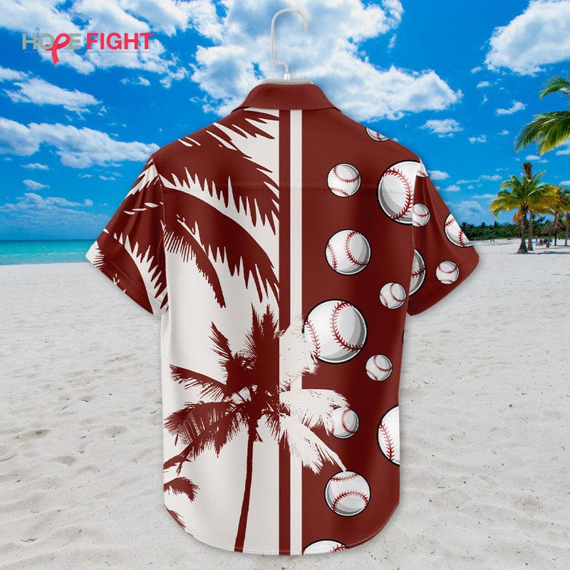 Tropical Baseball Hawaiian Shirt - Vintage Ball & Palm Tree Print, Sporty Summer