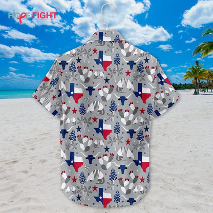 Texas Hawaiian Shirt - Lone Star State & Armadillo Pattern Design
