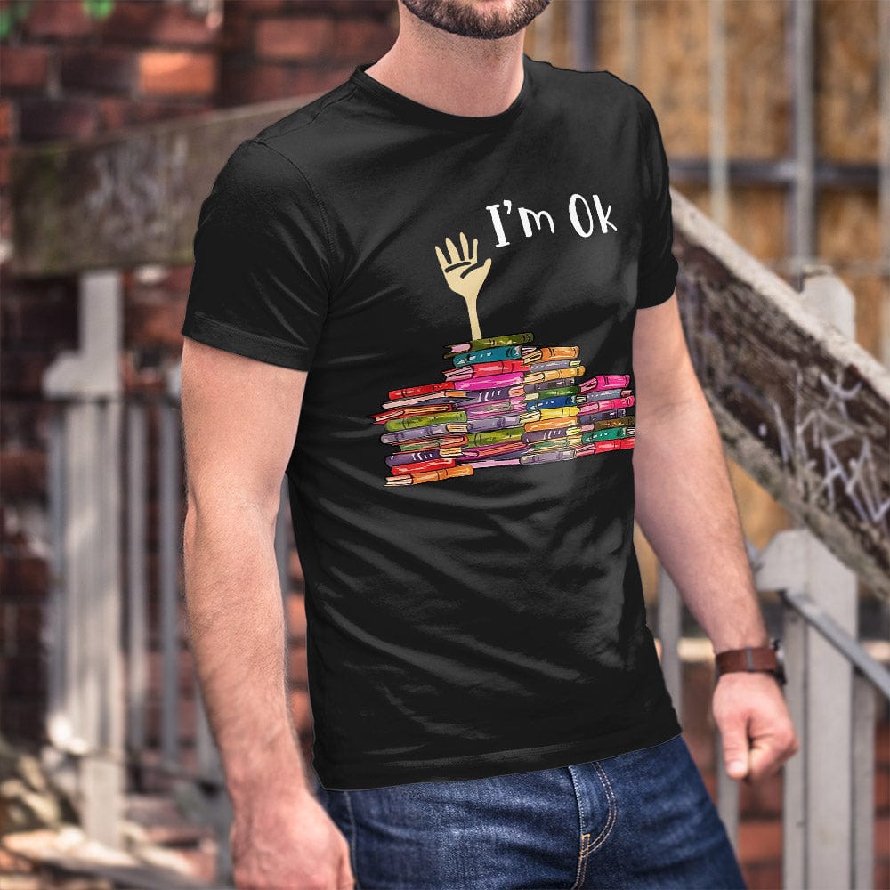 Camisetas con el mensaje "Estoy bien" en los libros