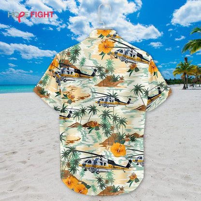 Rescue Helicopter Hawaiian Shirt - LA County Fire & Tropical Desert Design