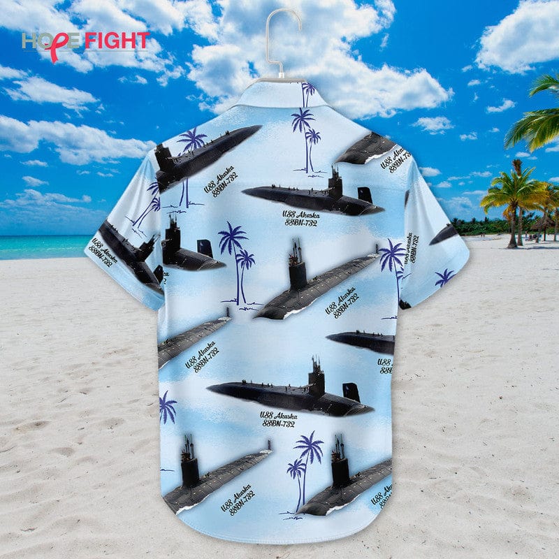 Submarine Hawaiian Shirt - USS Alaska SSBN-732 & Tropical Beach Design