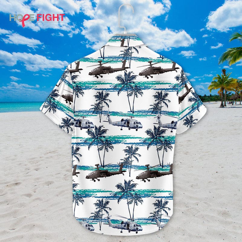 Military Helicopter Hawaiian Shirt - Apache & Seahawk Tropical Design