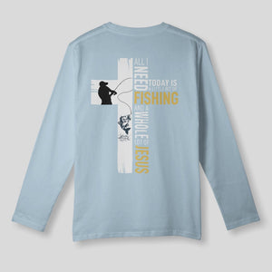 Christian Fishing Long Sleeve, Faith-Based Jesus & Fishing Tee for Anglers