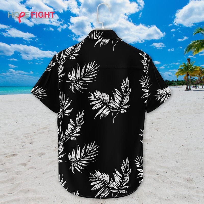 Black Tropical Leaf Hawaiian Shirt - Minimalist Palm Pattern Outfit