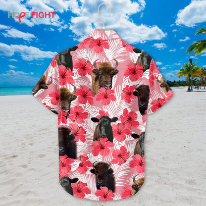 Wild Bison Hibiscus Hawaiian Shirt
