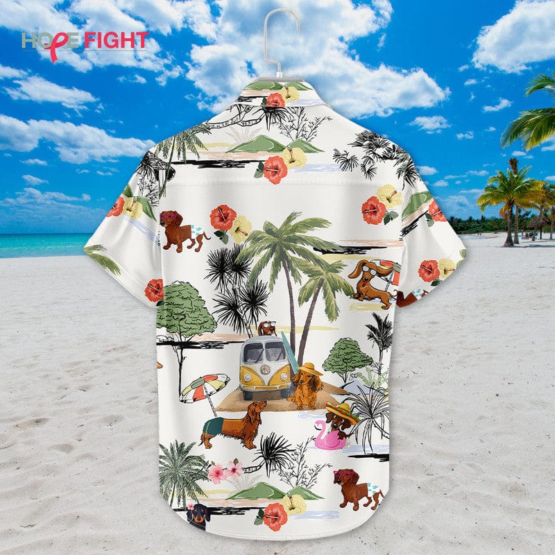 Tropical Dachshund Hawaiian Shirt - Fun Wiener Dog Beach Outfit