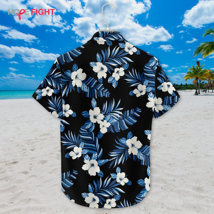 Hibiscus Hawaiian Shirt - Black & Blue Floral Design for Tropical Beach Style