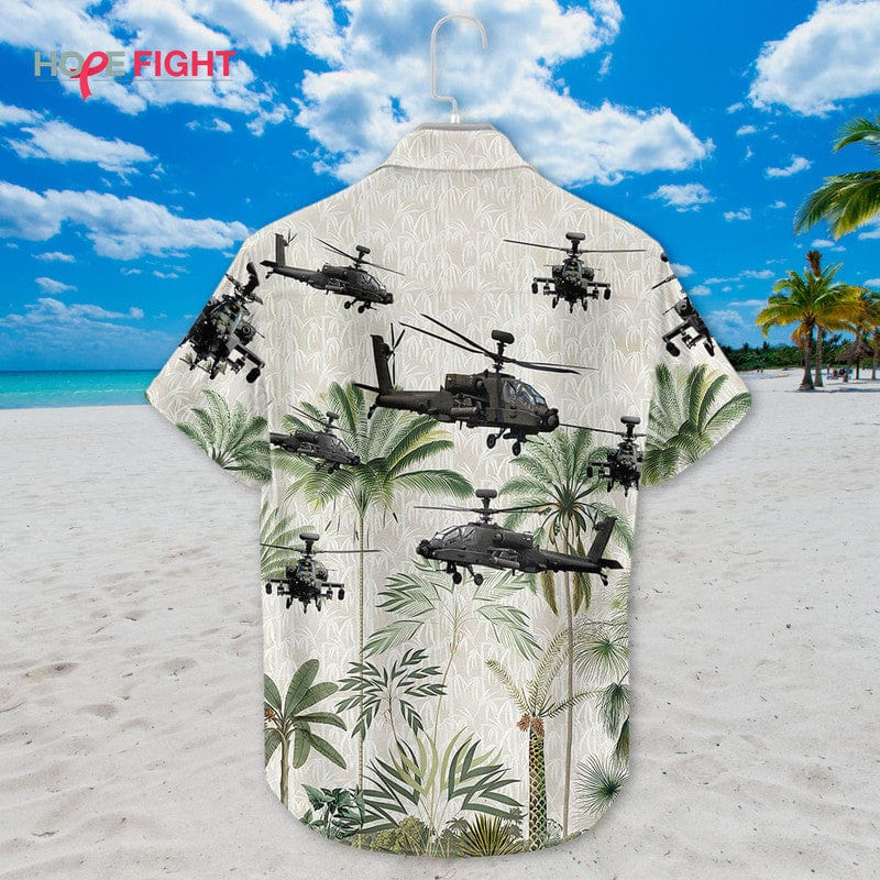 Military Helicopter Hawaiian Shirt - Apache Attack & Jungle Camo Design