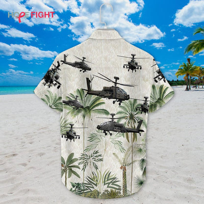 Military Helicopter Hawaiian Shirt - Apache Attack & Jungle Camo Design