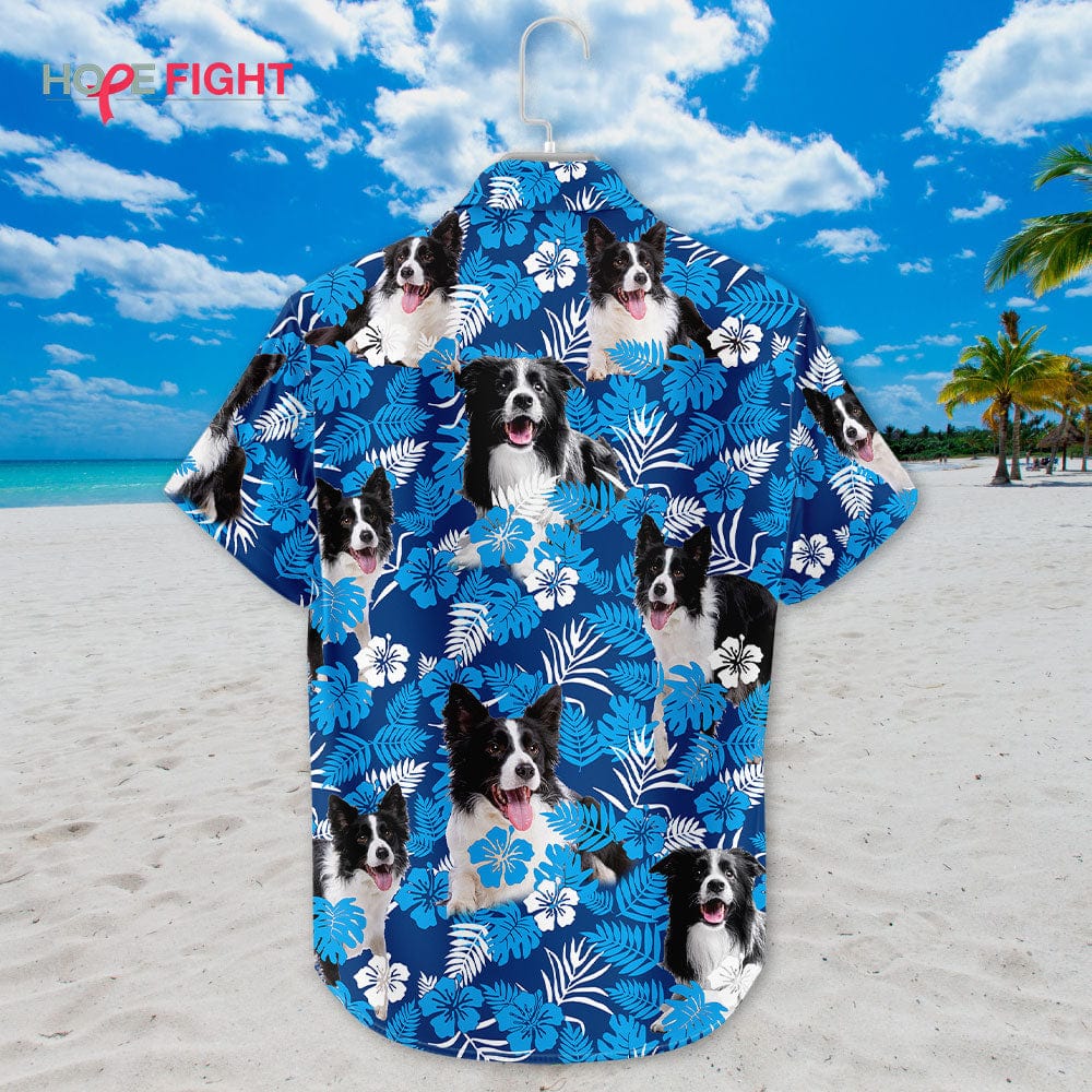 Border Collie Hibiscus Hawaiian Shirt