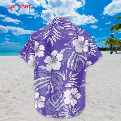 Hibiscus Hawaiian Shirt - Purple & White Tropical Floral Design for Summer