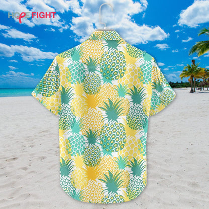 Pineapple Hawaiian Shirt - Yellow & Green Tropical Summer Beach Design