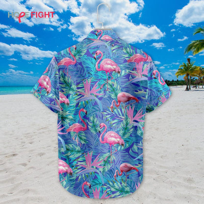 Tropical Flamingo Hawaiian Shirt - Pink Bird & Palm Leaf Print