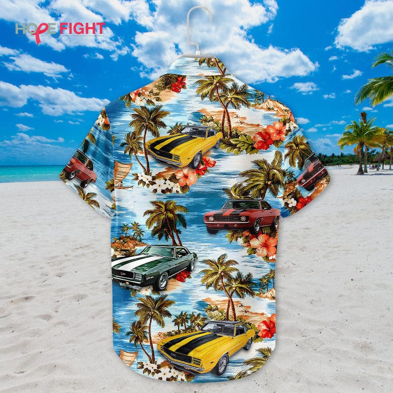 Tropical Muscle Car Hawaiian Shirt - Classic Vintage Auto & Palm Tree Print