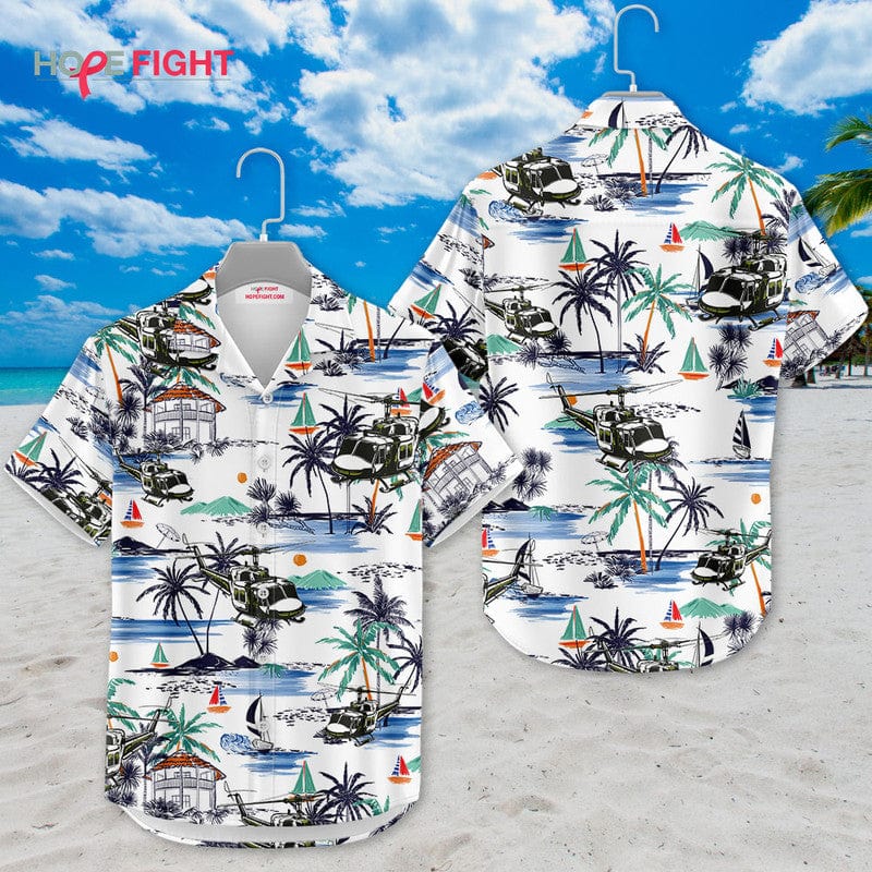 Military Helicopter Hawaiian Shirt - Tactical Air Assault & Island Vibes