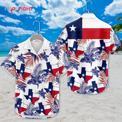 Texas Hawaiian Shirt - Lone Star State & Tropical Floral Design