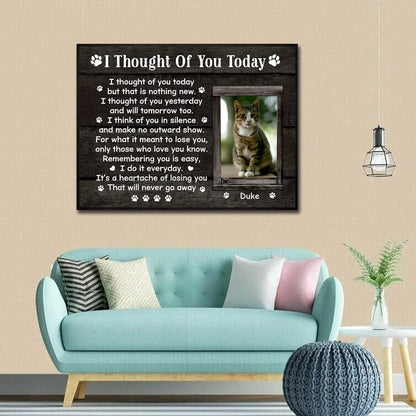 Personalized Cat Memorial Canvas - I Throught Of You Today