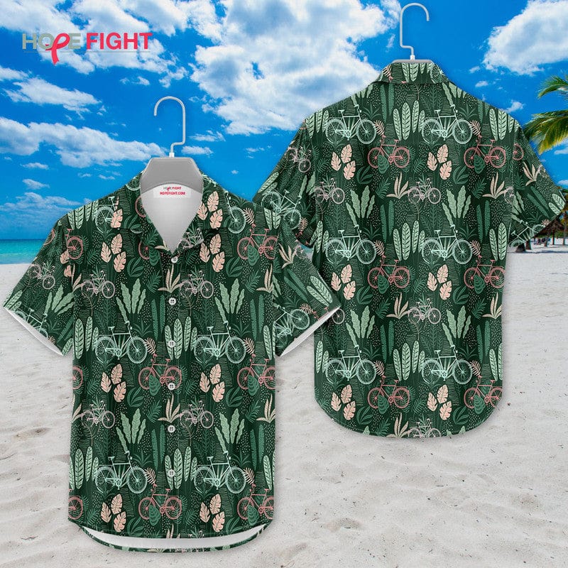 Tropical Bicycle Hawaiian Shirt - Vintage Cycling Adventure Outfit