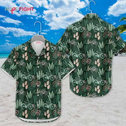 Tropical Bicycle Hawaiian Shirt - Vintage Cycling Adventure Outfit