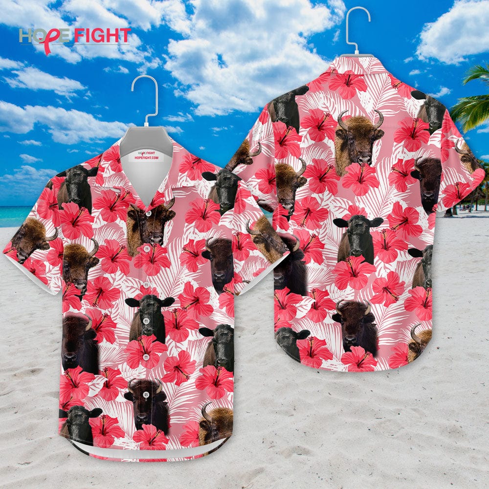 Wild Bison Hibiscus Hawaiian Shirt