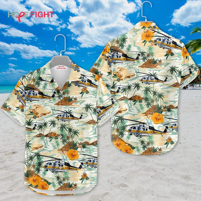 Rescue Helicopter Hawaiian Shirt - LA County Fire & Tropical Desert Design