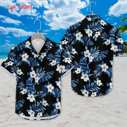 Hibiscus Hawaiian Shirt - Black & Blue Floral Design for Tropical Beach Style