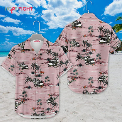 Military Helicopter Hawaiian Shirt - UH-1 Huey & Desert Sunset Design