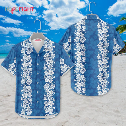 Hibiscus Hawaiian Shirt - Blue & White Floral Design for Summer Beach Vibes