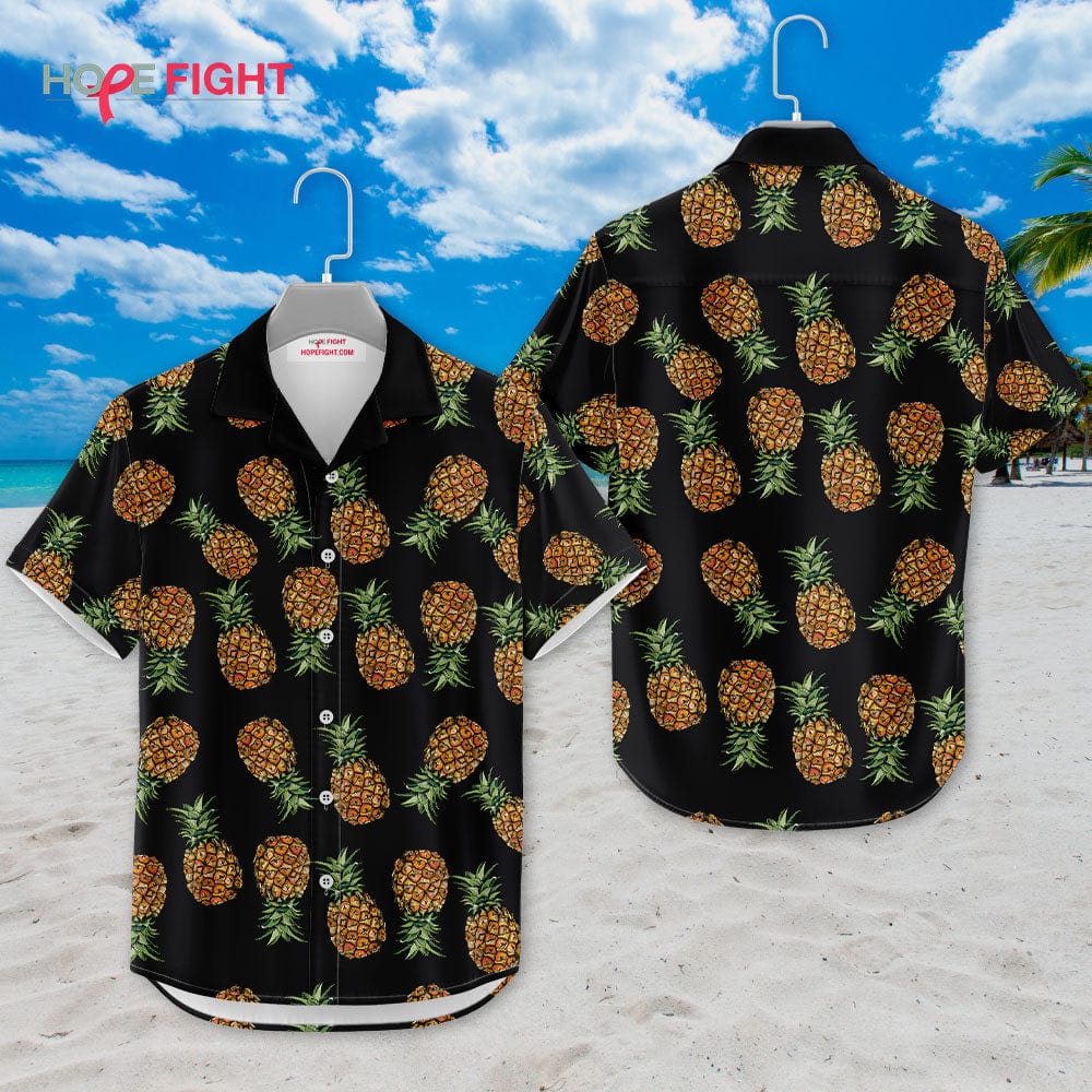 Pineapple Hawaiian Shirt - Black Tropical Fruit Pattern for Summer Vibes