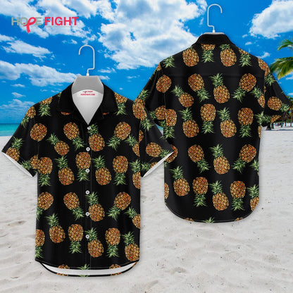Pineapple Hawaiian Shirt - Black Tropical Fruit Pattern for Summer Vibes