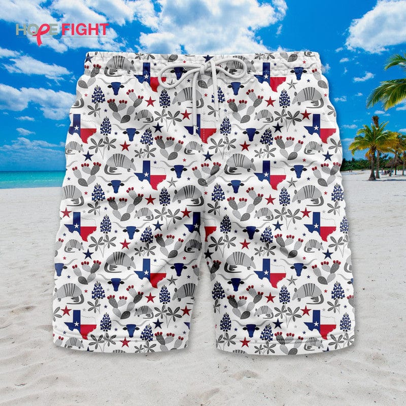 Texas Swim Trunks, Lone Star Pattern & State Symbol Design