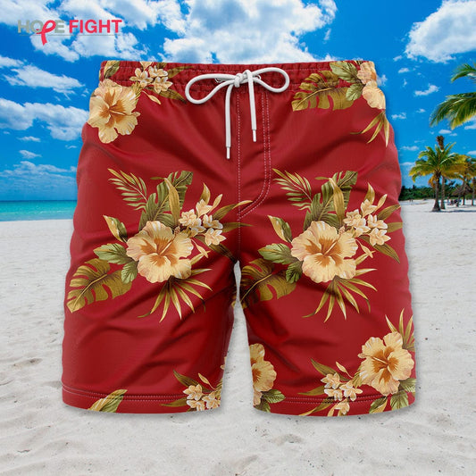 Yellow Hibiscus Swim Trunks