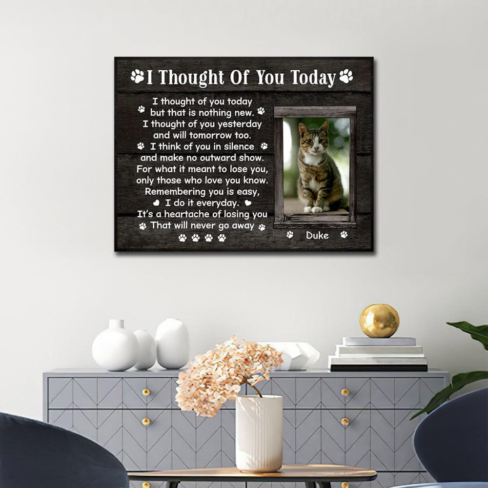 Personalized Cat Memorial Canvas - I Throught Of You Today