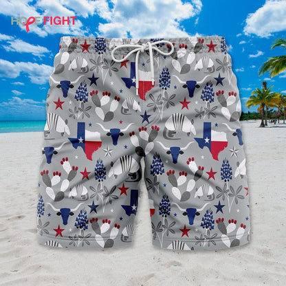 Texas Swim Trunks, Lone Star State & Armadillo Pattern Design