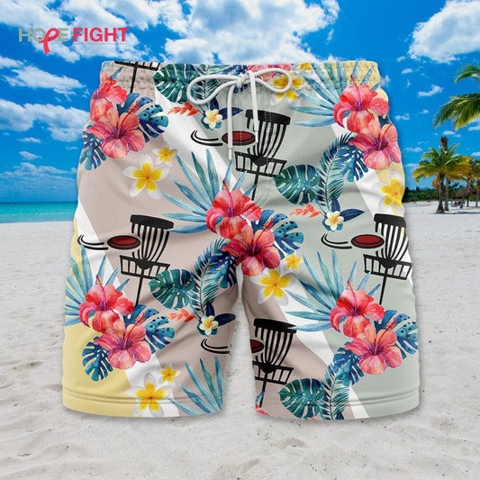 Tropical Disc Golf Swim Trunks, Fun Frisbee Golf Lovers Outfit