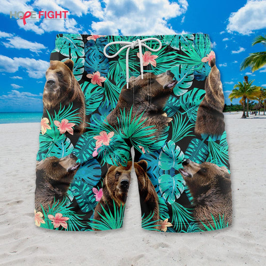 Bear Hibiscus Swim Trunks