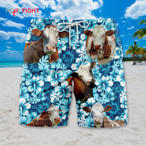 Cow Hibiscus Swim Trunks