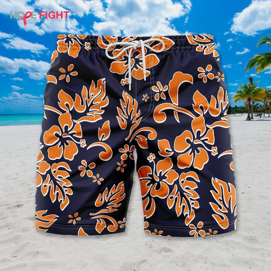 Orange Hibiscus Swim Trunks