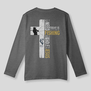 Christian Fishing Long Sleeve, Faith-Based Jesus & Fishing Tee for Anglers