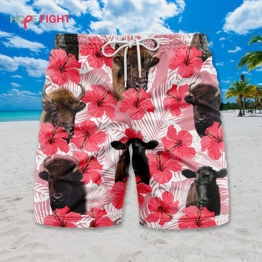 Wild Bison Hibiscus Swim Trunks