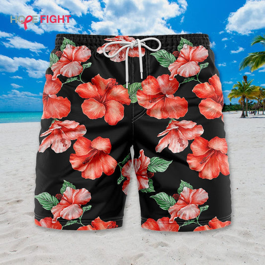Vibrant Hibiscus Swim Trunks