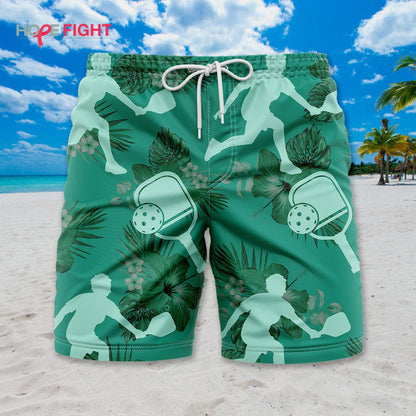 Pickleball Hibiscus Swim Trunks