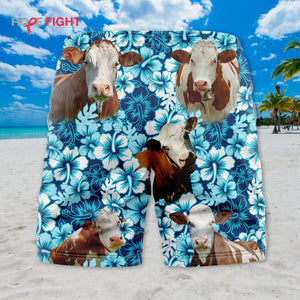 Cow Hibiscus Swim Trunks