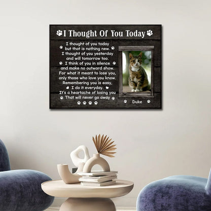 Personalized Cat Memorial Canvas - I Throught Of You Today
