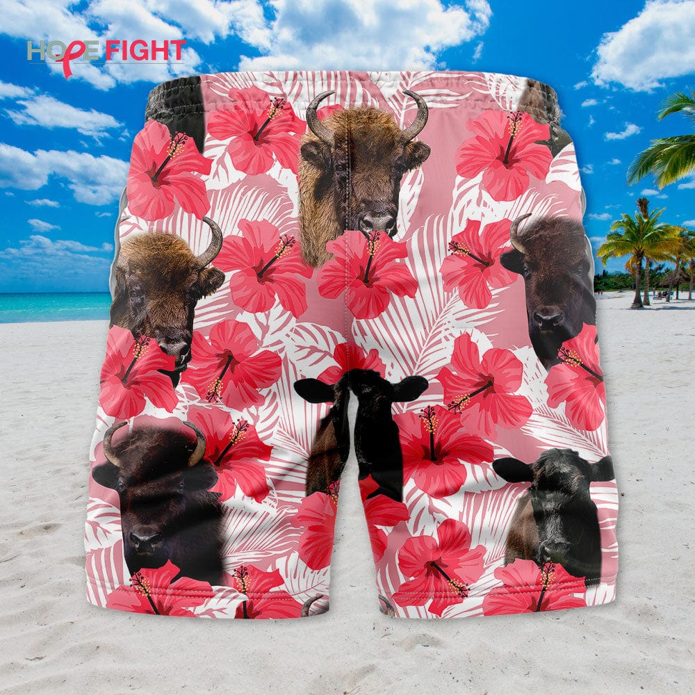 Wild Bison Hibiscus Swim Trunks