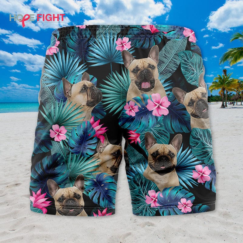 Tropical French Bulldog Swim Trunks, Fun Frenchie Lovers Outfit