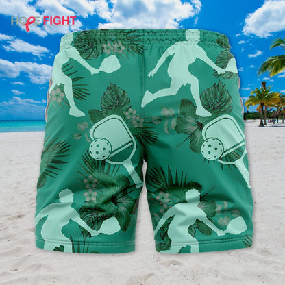 Pickleball Hibiscus Swim Trunks