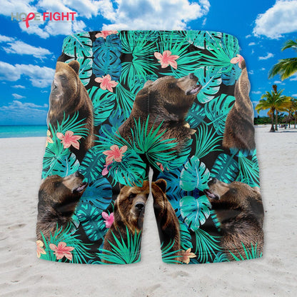 Bear Hibiscus Swim Trunks